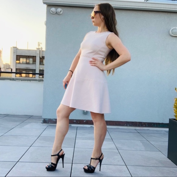 Kate Spade Rose Gold Studs Blush Pink A-Line Dress - Picture 5 of 15